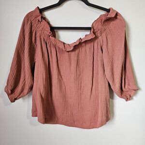 NWT LULUS MAUVE BOAT RUFFLED GAUZY TOP SIZE M